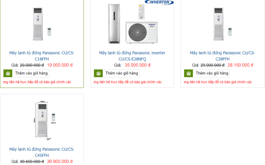 Cung cấp máy lạnh tủ đứng panasonic inverter giá rẻ nhất thị trường